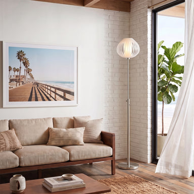 NOVA of California Bloom Torchiere Lamp Satin Nickel — styled view