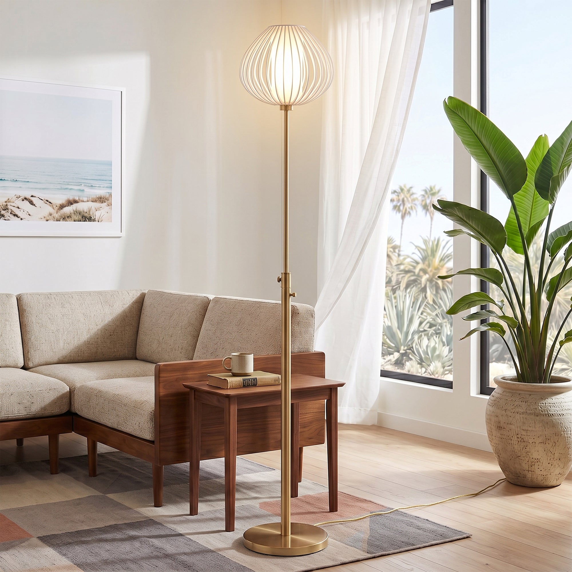 NOVA of California Bloom Torchiere Lamp Weathered Brass — styled view