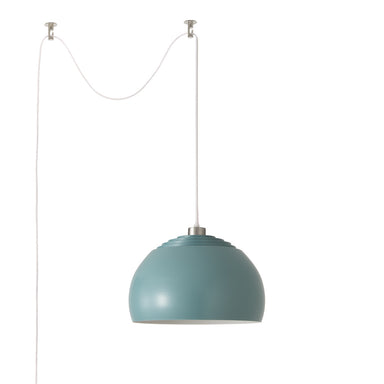 NOVA of California Half Dome Swag Lamp Satin Nickel & White Pool Blue — full product view