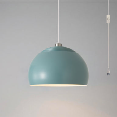 NOVA of California Half Dome Swag Lamp Satin Nickel & White Pool Blue — styled view
