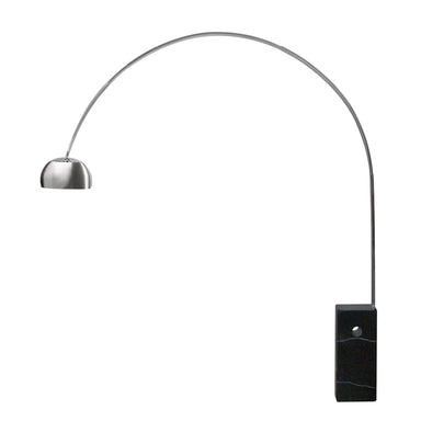 NOVA of California Iconic 95" Black Marble Block Base Arc Floor Lamp with Adjustable Shade in Satin Nickel Finish Brushed Nickel Black — full product view