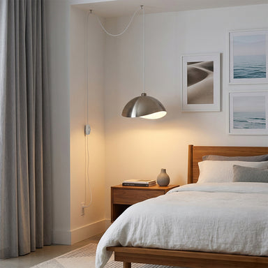 NOVA of California Luna Bella Swag Lamp Satin Nickel Satin Nickel/White — styled view
