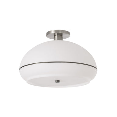 NOVA of California Morelli Flush Mount Satin Nickel White with Black Nickel Stripe — full product view