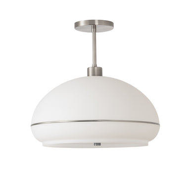 NOVA of California Morelli Semi Flush Mount Satin Nickel White with Satin Nickel Stripe — full product view