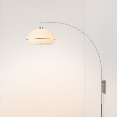 NOVA of California Morelli Wall Mounted Arc Lamp Satin Nickel White with Satin Nickel Stripe — styled view