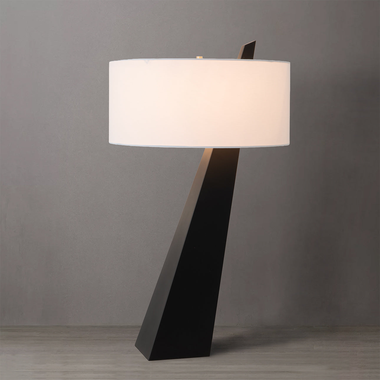 NOVA of California Obelisk Table Lamp Black Oak — styled view