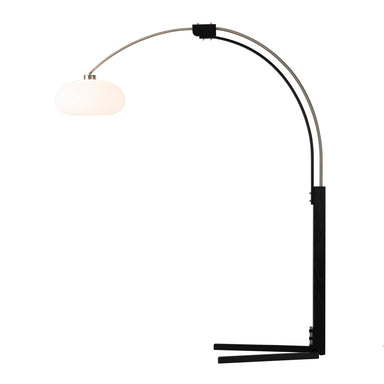NOVA of California Original 1961 Morelli Arc Floor Lamp Satin Nickel and Matte Black — full product view