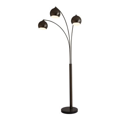 NOVA of California Original 1962 Triplet 3 Light Arc Floor Lamp BLACK NICKEL — full product view