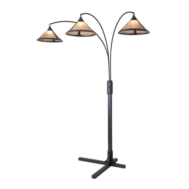 NOVA of California Original Natural Mica 3 Light Arc Floor Lamp Gunmetal — full product view