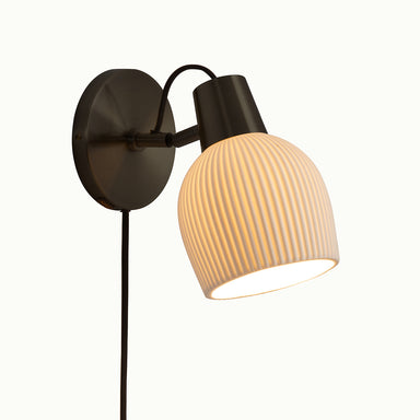 NOVA of California Petaluma Bone Porcelain Wall Sconce Matte Black — full product view