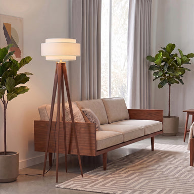 NOVA of California Quattro Coronado Floor Lamp Dark Walnut — styled view