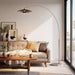 NOVA of California Rancho Mirage Arc Lamp Satin Nickel Matte Black Silver — styled view