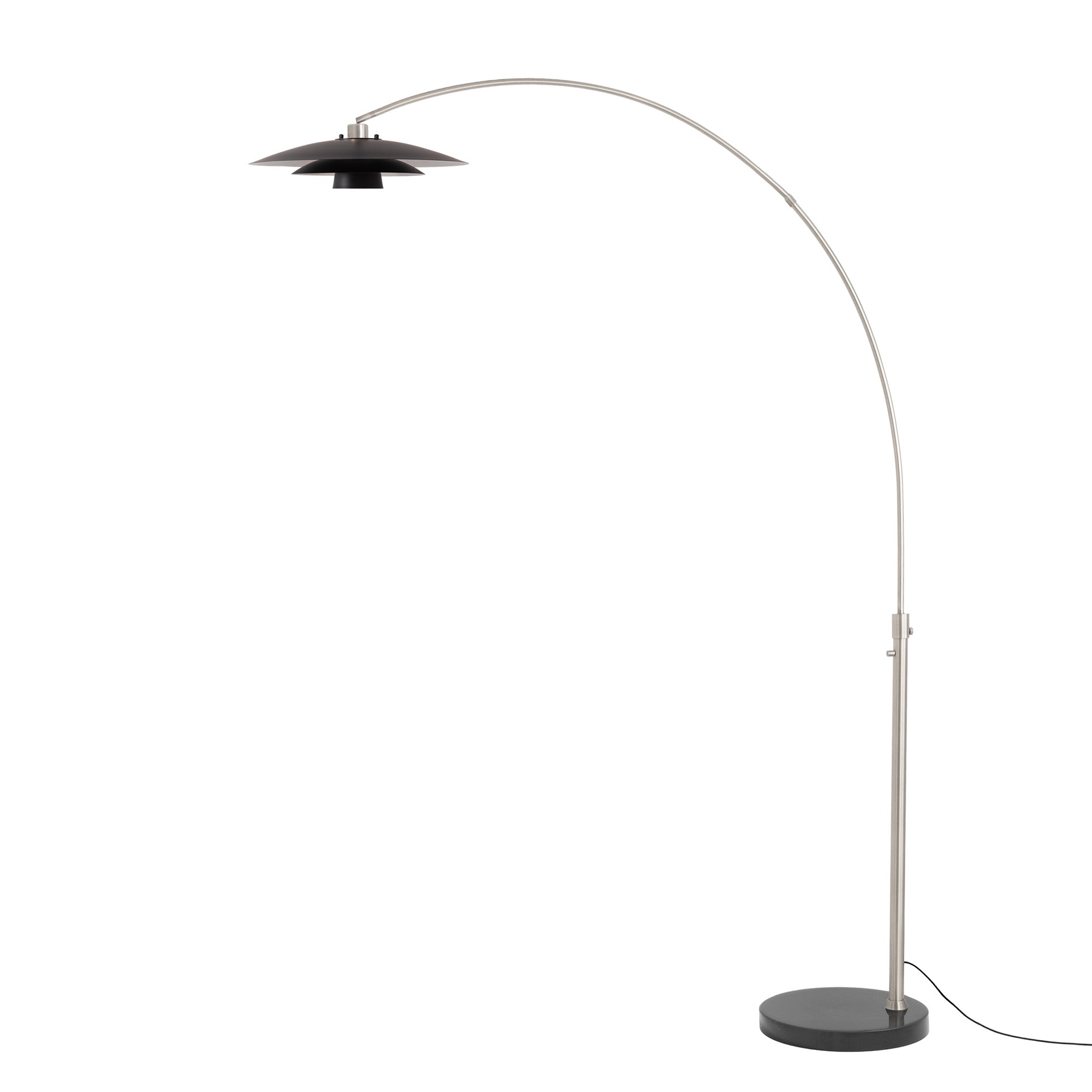 NOVA of California Rancho Mirage Arc Lamp Satin Nickel Matte Black Silver Black — full product view