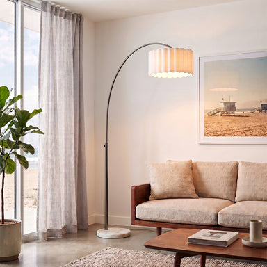 NOVA of California Scallop 92"H 1-Light Arc Lamp Black Nickel White — styled view