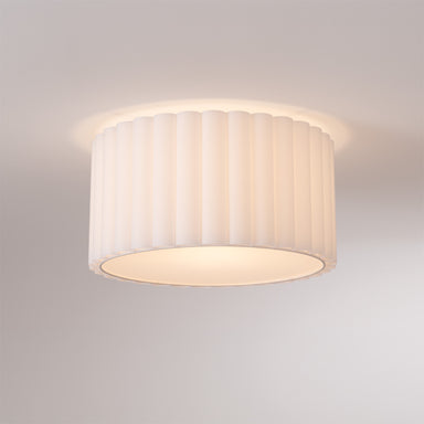 NOVA of California Scallop Flush Mount Satin Nickel — styled view