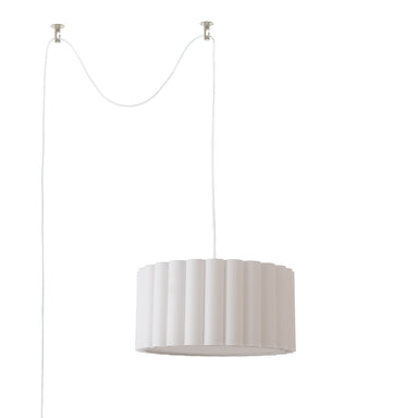 NOVA of California Scallop Swag Lamp Satin Nickel & White — full product view