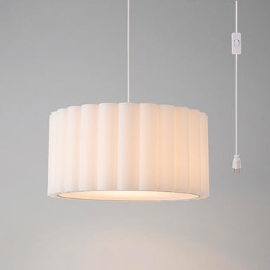 NOVA of California Scallop Swag Lamp Satin Nickel & White — styled view