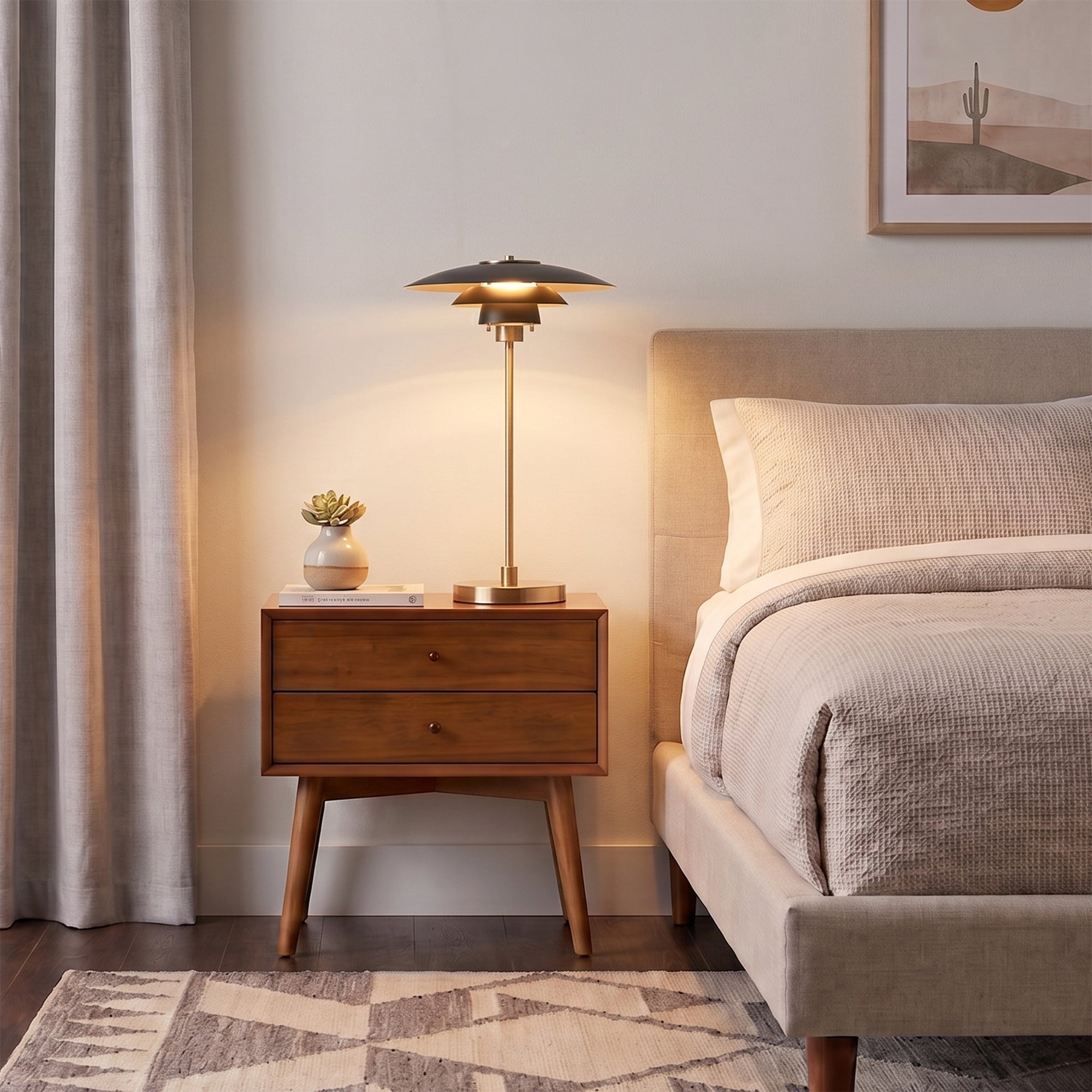 NOVA of California Slimline Table Lamp Matte Black/Gold — styled view