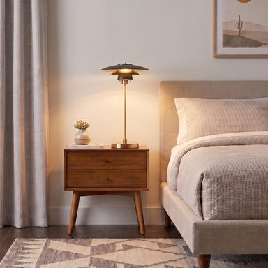 NOVA of California Slimline Table Lamp Matte Black/Gold — styled view