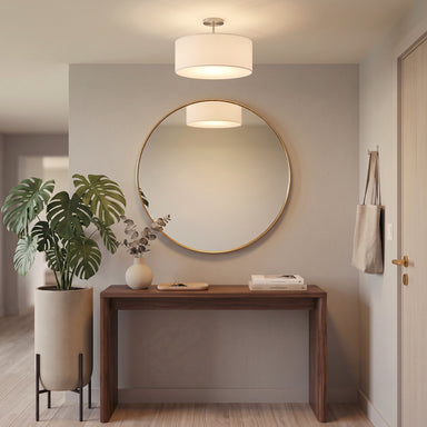 NOVA of California Stretch 4"D Semi Flush Mount Satin Nickel White — styled view