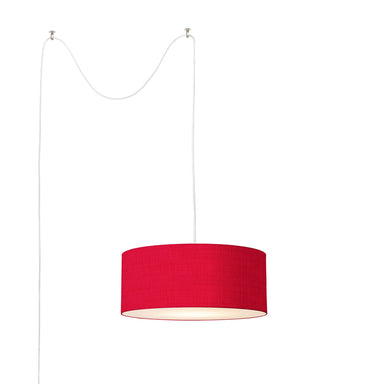 NOVA of California Stretch Swag Lamp Drum Crimson Red Linen Shade Satin Nickel & White Crimson Red 1.jpg — full product view