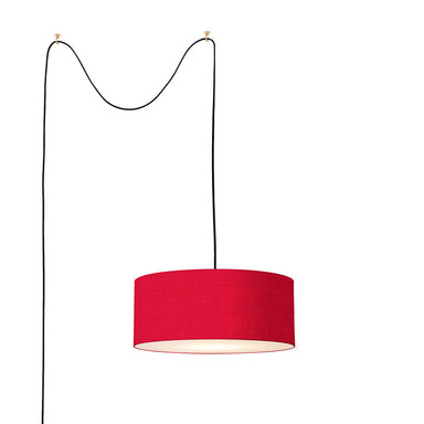 NOVA of California Stretch Swag Lamp Drum Crimson Red Linen Shade Weathered Brass & Black Crimson Red 1.jpg — full product view