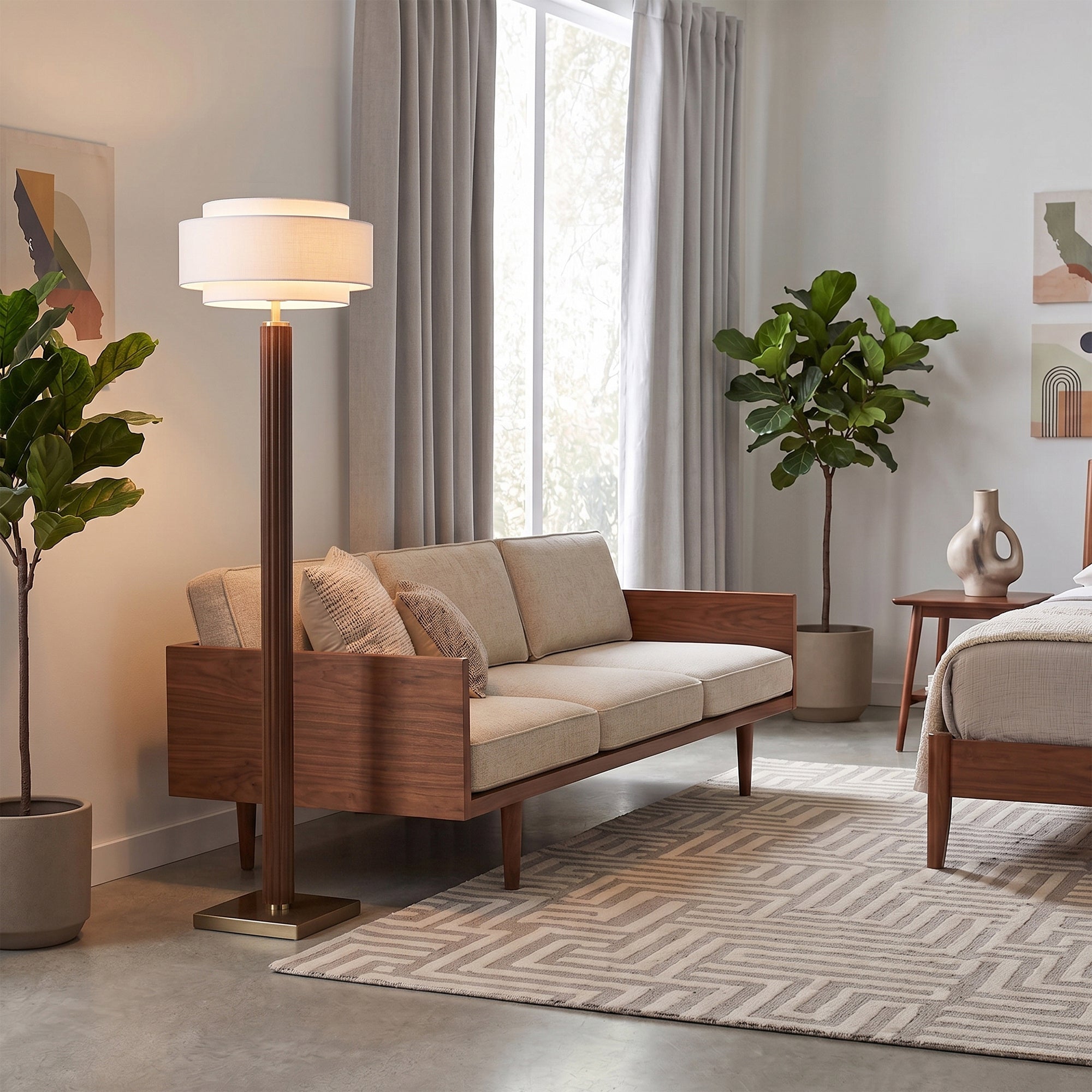 NOVA of California Tambo Coronado Floor Lamp Dark Walnut — styled view