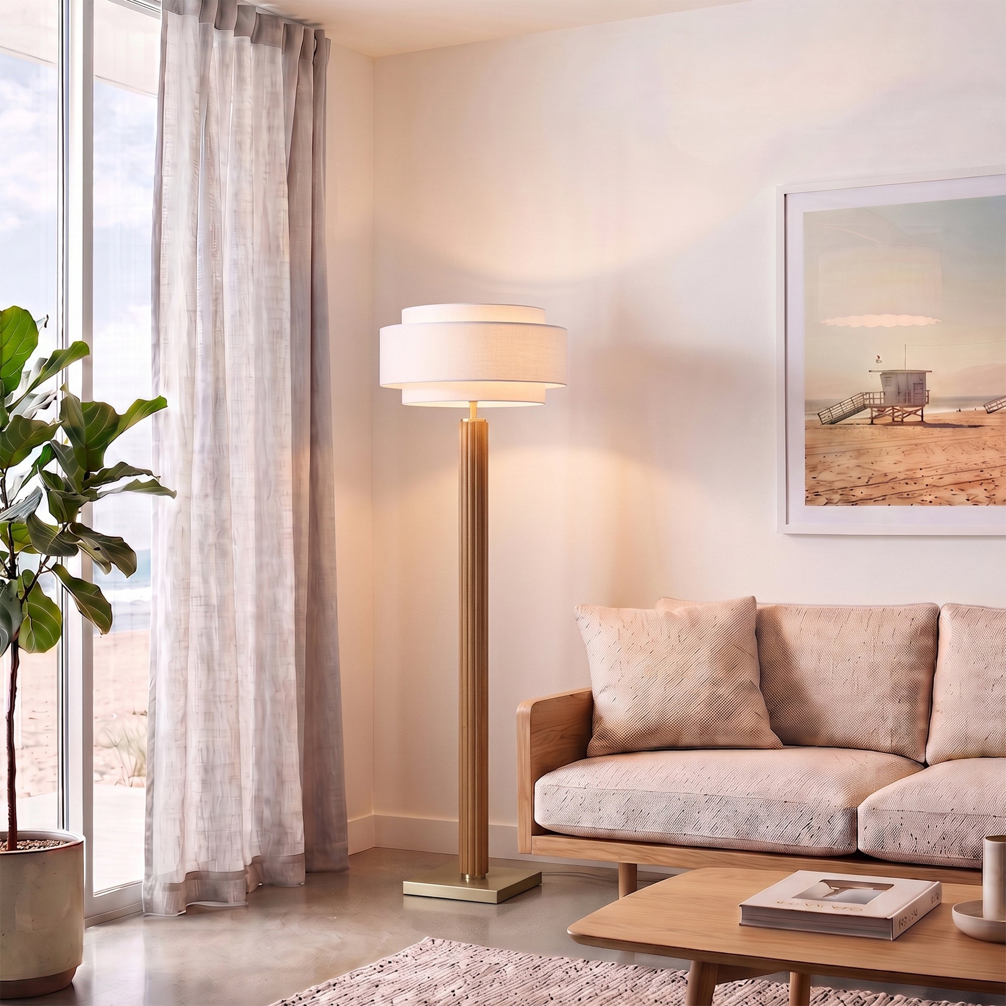 NOVA of California Tambo Coronado Floor Lamp Weathered Brass — styled view
