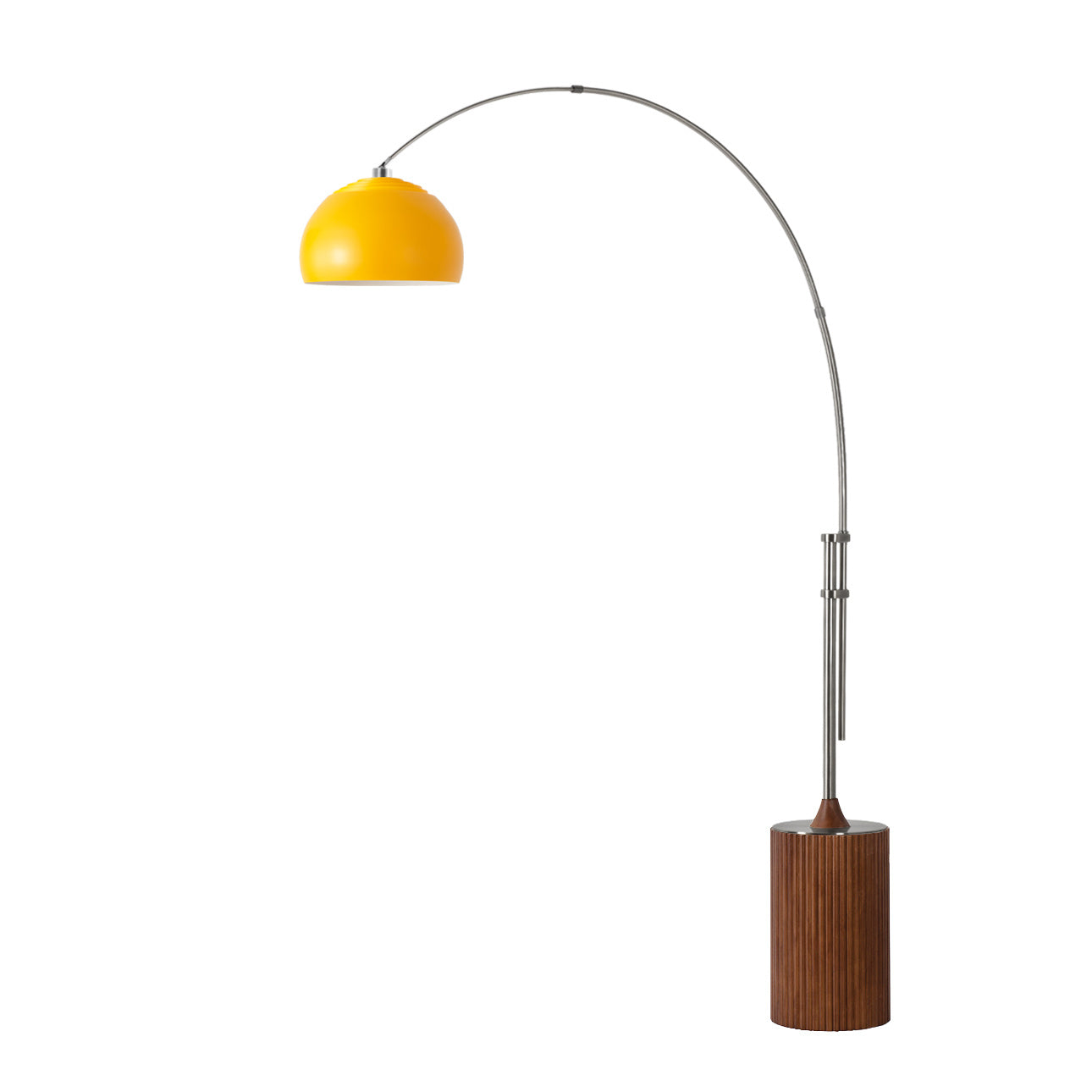 NOVA of California Tambo Half-Dome 92"H 1-Light Arc Lamp Satin Nickel Mustard Dark Walnut — full product view
