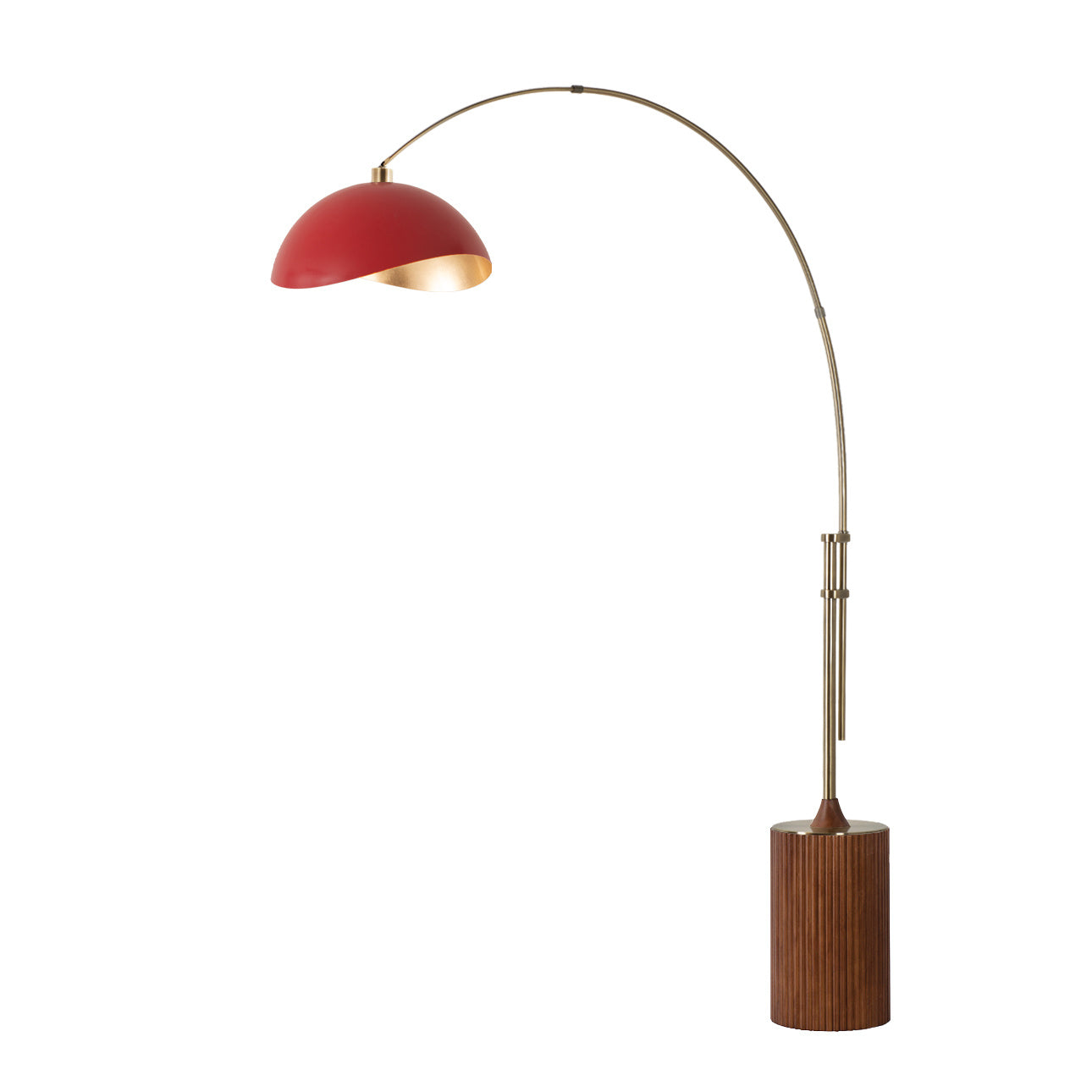 NOVA of California Tambo Luna bella 92"H 1-Light Arc Lamp Weathered Brass Red/Gold Dark Walnut — full product view