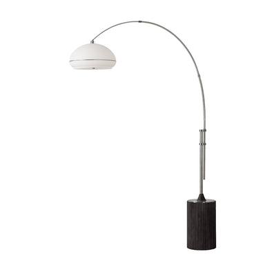 NOVA of California Tambo Morelli 92"H 1-Light Arc Lamp Satin Nickel White with Satin Nickel Stripe Black Oak — full product view