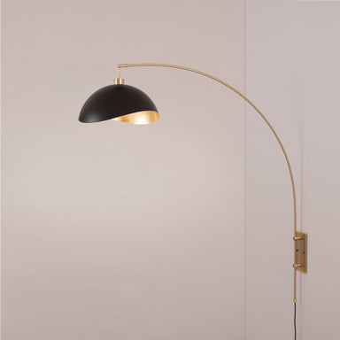 NOVA of California Wall Mounted Luna Bella Wall Arc Lamp Weathered Brass Matte Black/Gold — styled view