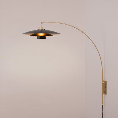 NOVA of California Wall Mounted Rancho Mirage Arc Lamp Matte Black/Gold — styled view