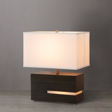 NOVA of California Zen Reclining Table Lamp with Night Light Ebony — styled view